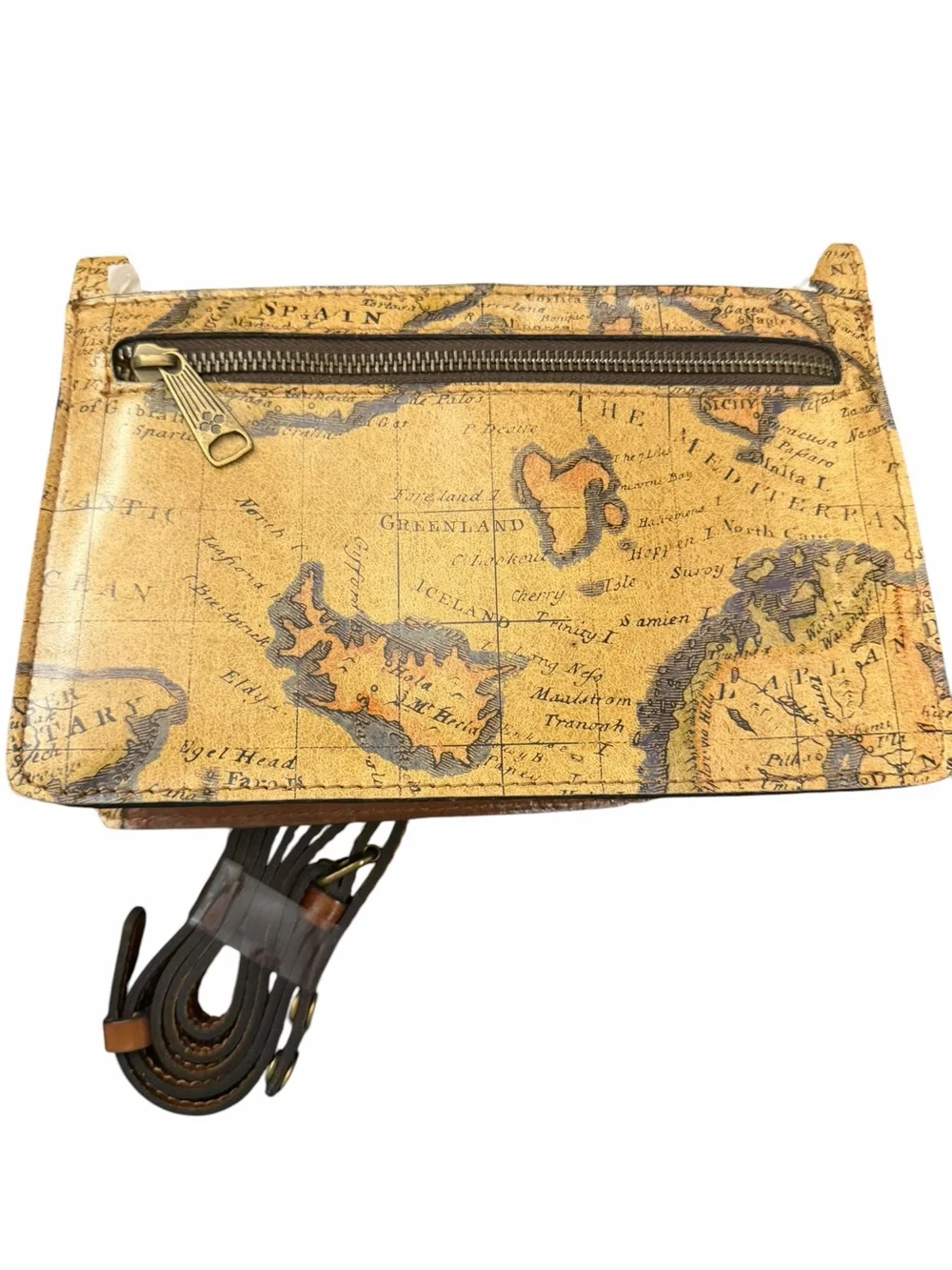 Patricia Nash Leather Handbag & 2- Credit Card Wallet Gift Set NEW European Map